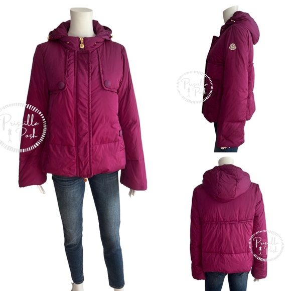 Moncler Magenta 'Amaryllis' Down Puffer Jacket Puffer Coat Fuchsia Pink Purple - Picture 14 of 14